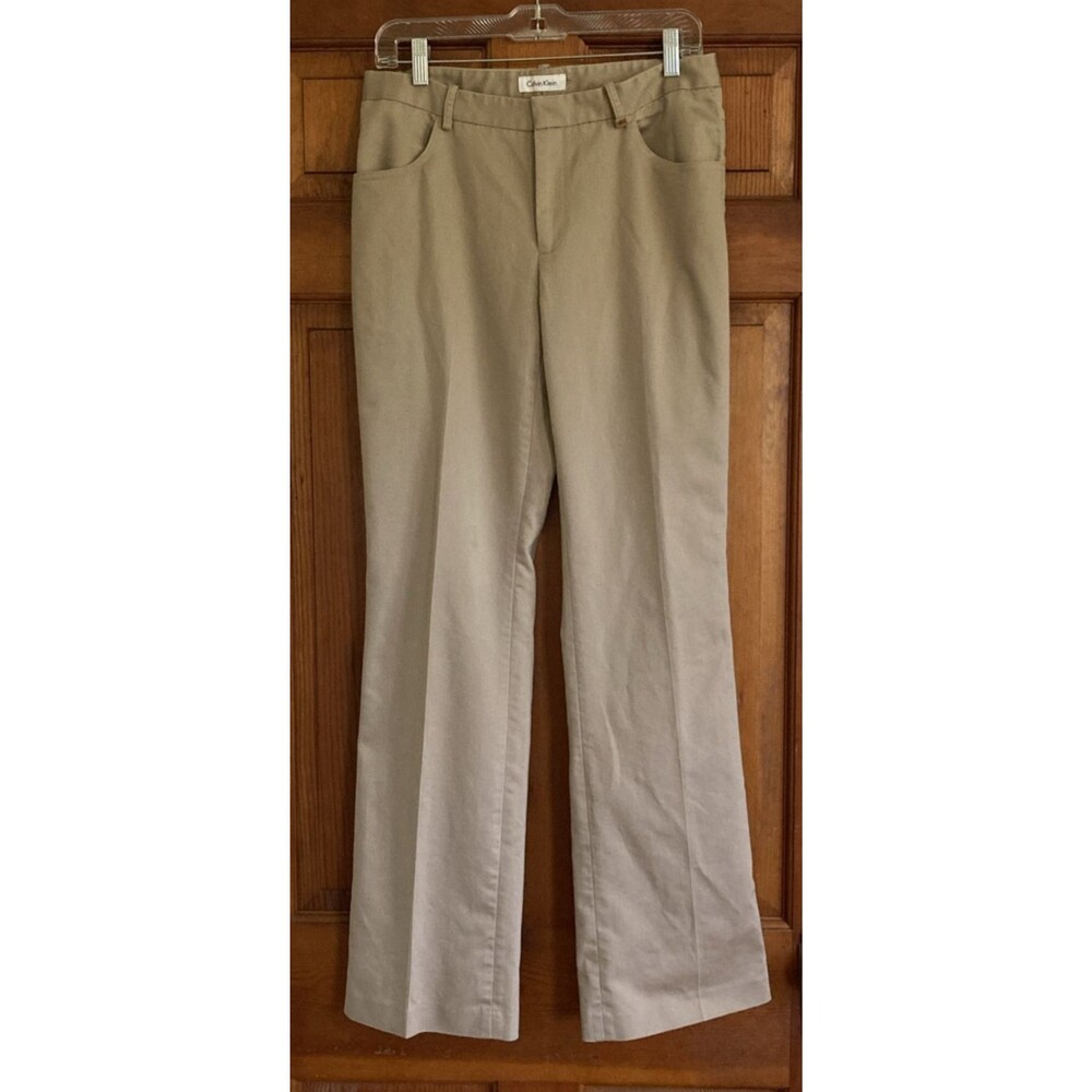 Calvin Klein Womens 8 Khaki Tan Stretch Flare Leg Career Dress Pants Chinos Prep